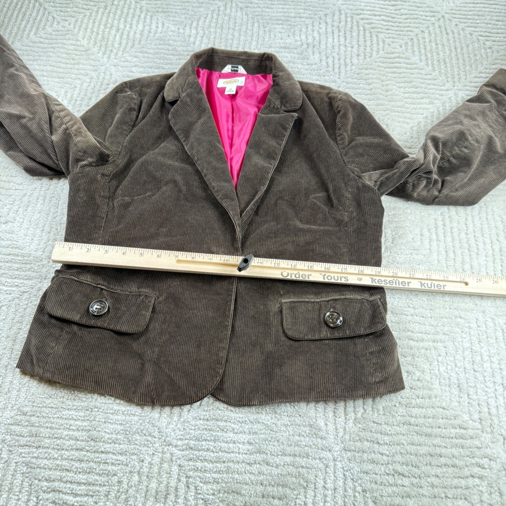 Talbots Corduroy Blazer Womens 14 Brown Stretch Jacket Academia Preppy VTG 00s - Picture 3 of 11